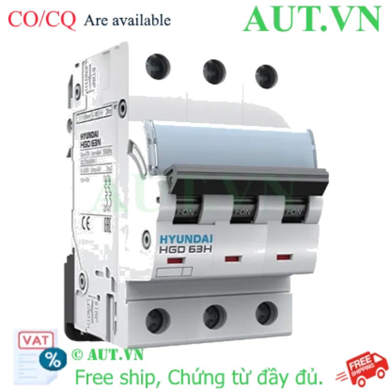 Ảnh của MCB Hyundai HGD63H 3P 25A 10kA - Aptomat 3 Pha Cao Cấp, Chống Quá Tải, Ngắt 10kA