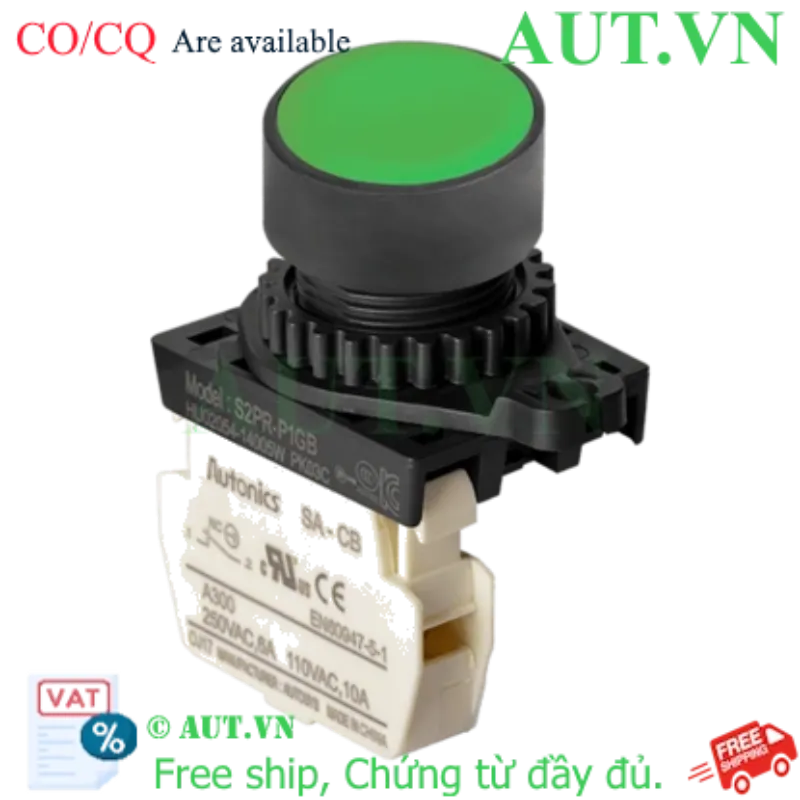 Ảnh của Công Tắc Nút Nhấn Autonics S2PR-P1GB (Nhấn Nhả, 1NC, Xanh Lá, Ø22) - AUT VN