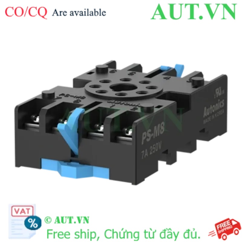 Ảnh của Đế Rơ Le 8 Chân Tròn Autonics PS-M8 - Nhựa ABS Chống Cháy, Gắn Ray DIN, Tiếp Điểm Mạ Niken | AUT VN