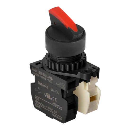 Ảnh của Công tắc xoay Autonics S2SRN-S3BRAB - 2 Vị trí Tự giữ, 1NO+1NC, Phi 22 Đỏ