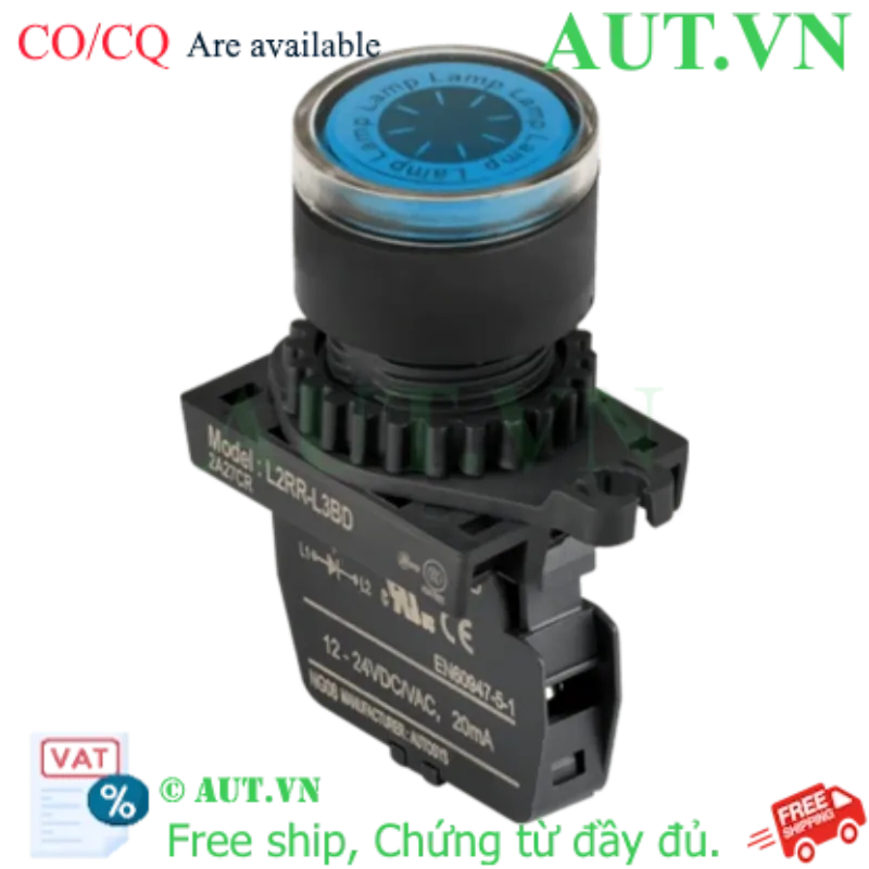Ảnh của Công tắc nút nhấn Autonics L2RR-L3BDM - Đèn LED Xanh Dương, 12-24V AC/DC, Phi 22/25mm