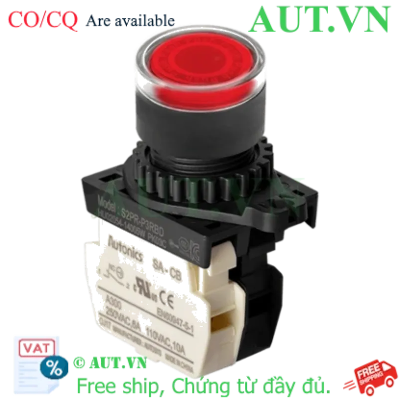 Ảnh của Công tắc nút nhấn Autonics S2PR-P3RBD - Màu Đỏ, 1NC, Có đèn LED