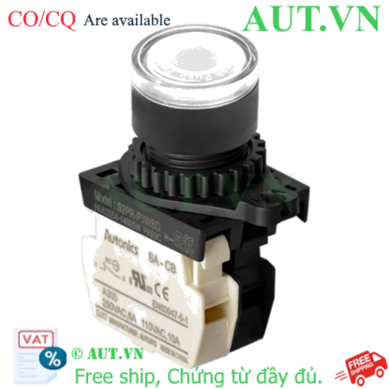 Ảnh của Nút Nhấn Khối Cảm Ứng AUT 22mm - Trắng - Nhấn Nhả 1NC - AUT VN (S2PR-P3WBD)