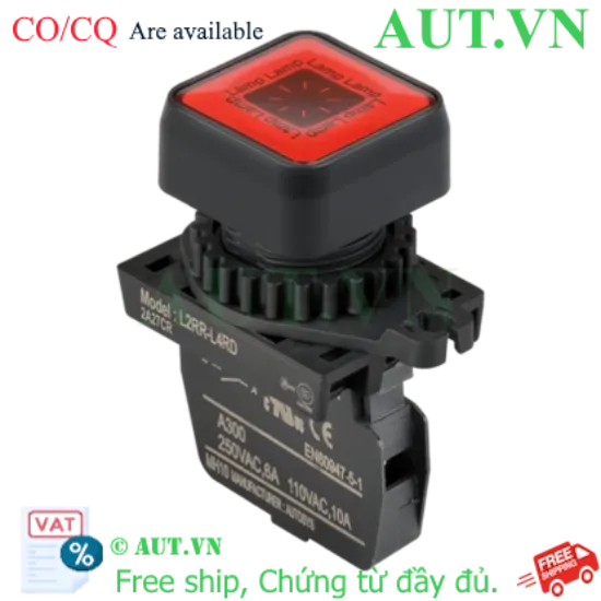 Ảnh của Nút Nhấn Đèn LED Autonics L2RR-L4RD - Màu Đỏ, 12-24V AC/DC, Đầu Dẹt An Toàn