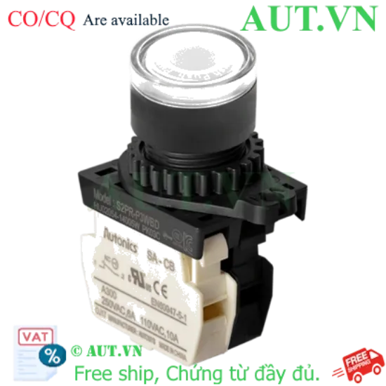 Ảnh của Công Tắc Nút Nhấn Có Đèn AUT S2PR-P3WBL - Nhấn Nhả, Trắng, 100-240VAC