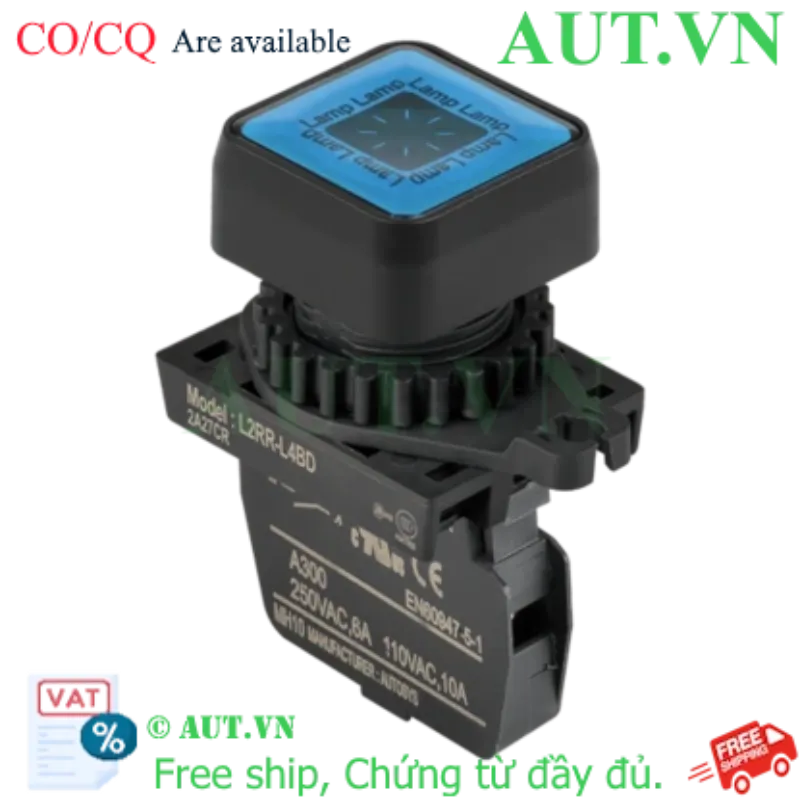Ảnh của Khối LED Nút Nhấn Autonics L2RR-L4BL Xanh Dương, 110-220VAC, Đầu Vuông Chìm