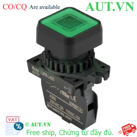 Ảnh của Đèn Báo Hiệu Autonics L2RR-L4GL Xanh Lá - 110-220VAC, Đầu Vuông Dẹt, IP52