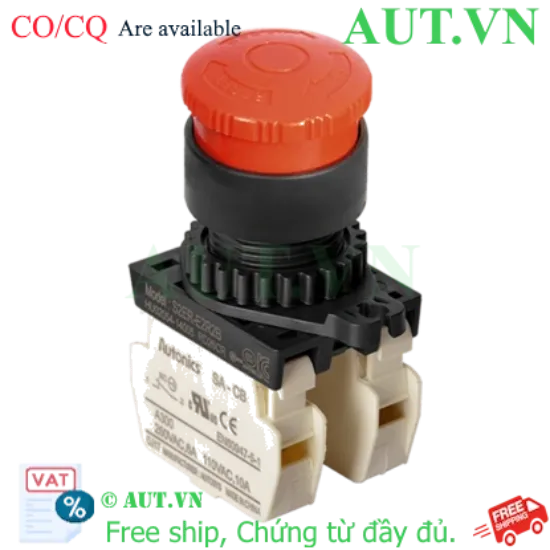 Ảnh của Nút Nhấn Dừng Khẩn Cấp Autonics S2ER-E2R2B - 2NC, Xoay Reset, Phi 22mm Chính Hãng