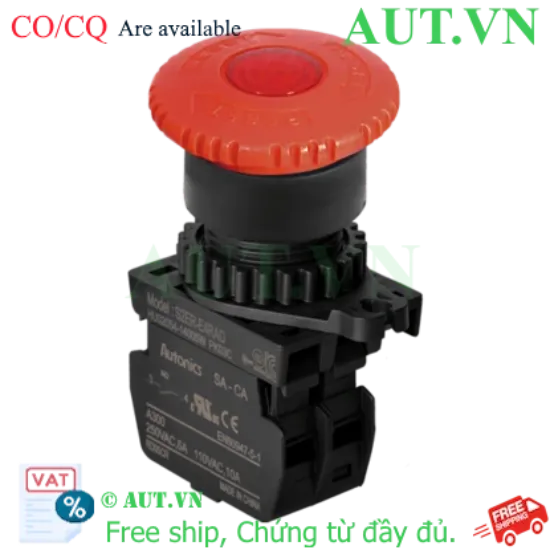 Ảnh của Nút Nhấn Dừng Khẩn Cấp Autonics S2ER-E4RADM: LED 12-24V, 1NO, Đầu Mushroom Ø40mm - Chính Hãng AUT VN