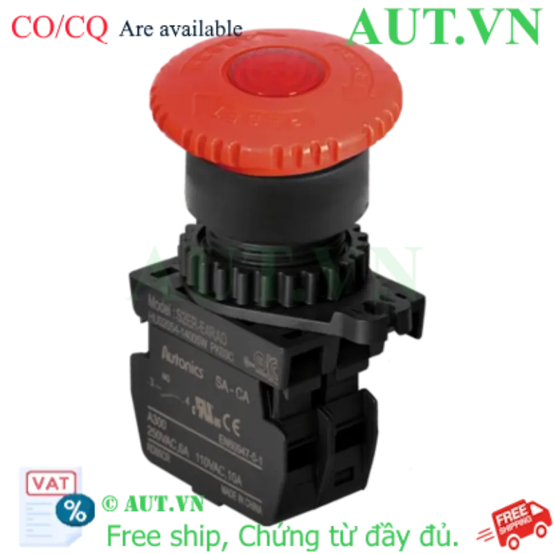Ảnh của Nút Nhấn Dừng Khẩn Cấp Autonics S2ER-E4RAL | LED 110-220VAC, 1NO, Đầu Nấm Ø40mm