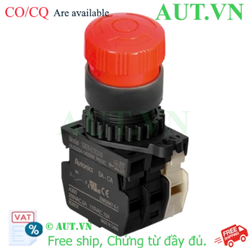 Ảnh của Nút Nhấn Dừng Khẩn Cấp Autonics S2ER-E1R2AB | 2NO+1NC, Nhấn Giữ Xoay Reset, Màu Đỏ Ø22mm