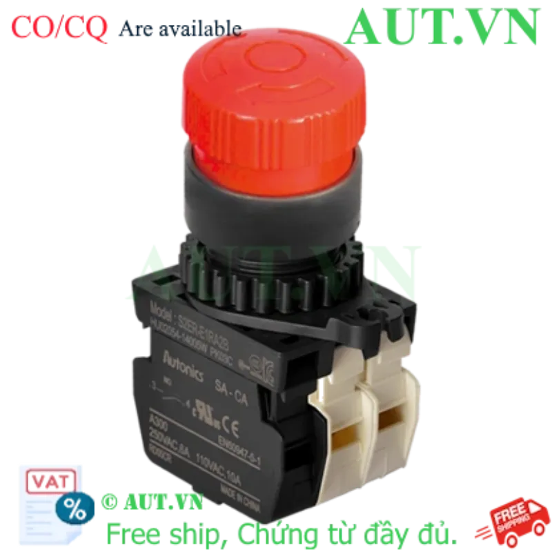 Ảnh của Nút Nhấn Khẩn Cấp Autonics S2ER-E1RA2B - 1NO+2NC, Nhấn Khóa Xoay Nhả, Đỏ