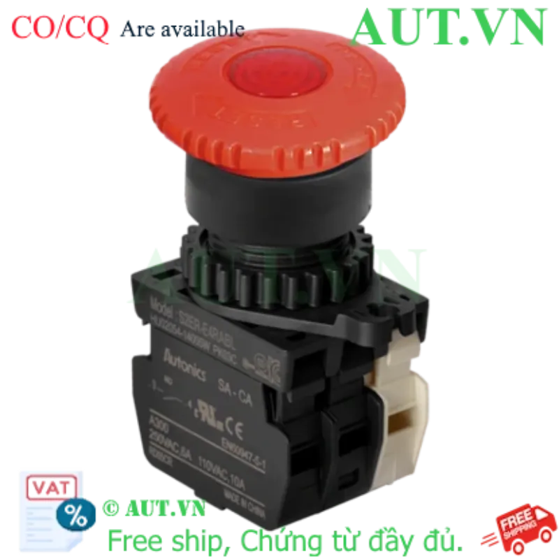 Ảnh của Nút Nhấn Khẩn Cấp Autonics S2ER-E4RABL | Đèn LED 220VAC, 1NO+1NC, Lắp Ø22/25mm