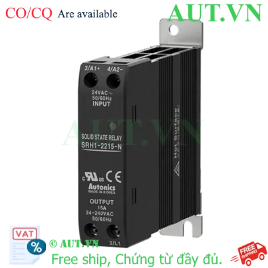 Ảnh của Relay Bán Dẫn Autonics SRH1-2215-N: 1 Pha 15A, Tản Nhiệt Tích Hợp, Chuẩn DIN Rail