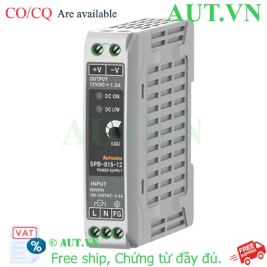 Ảnh của Bộ Nguồn Xung Autonics SPB-015-12: 12VDC 1.3A, Siêu Mỏng, Chuẩn DIN Rail - AUT VN