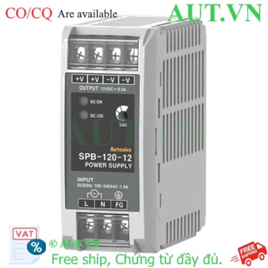 Ảnh của Bộ Nguồn Xung Autonics SPB-120-12 (12V 8A 96W) - Siêu Mỏng, Lắp Ray DIN, Chuẩn Công Nghiệp | AUT VN
