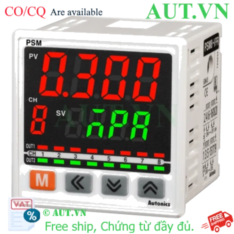 Ảnh của Bộ hiển thị và điều khiển áp suất Autonics PSM8-VPR (8 Kênh) | AUT VN