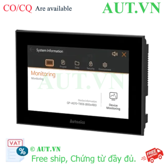 Ảnh của Màn hình HMI Autonics GP-A070-T9D7 7 inch: Ethernet, IP65, Cảm ứng TFT - Chính hãng AUT VN