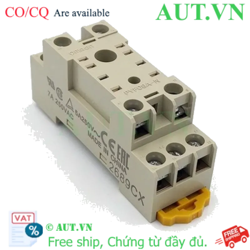 Ảnh của Đế Rơ Le Omron PYF08A-N 8 Chân Dẹt - Lắp Ray DIN, Chịu Tải 5A, Chính Hãng AUT VN