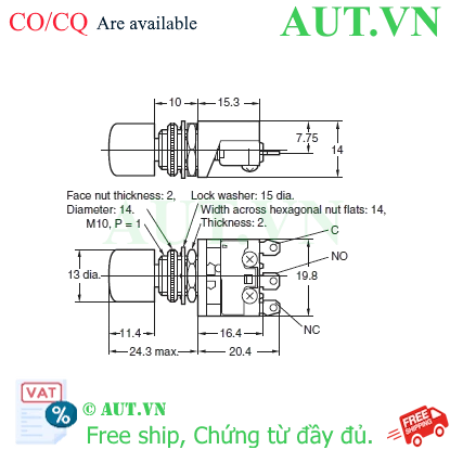 Ảnh của Công tắc nút nhấn Omron A2A-4B