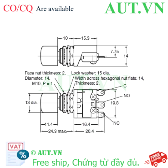 Ảnh của Công tắc nút nhấn Omron A2A-4R