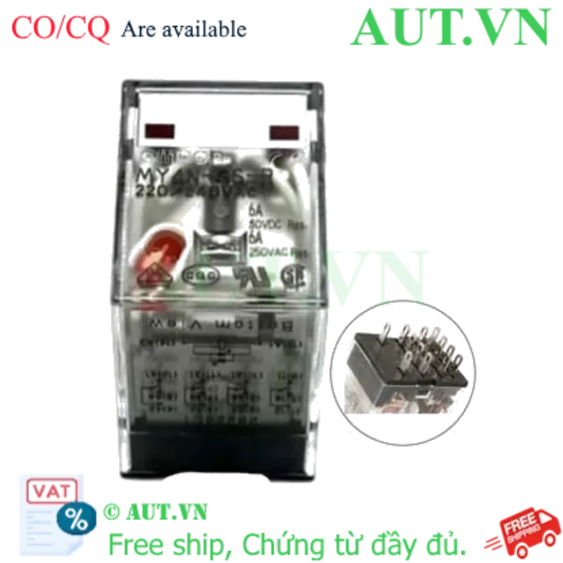Ảnh của Rơ le trung gian Omron MY4N-GS-R AC220/240 - 4PDT, 14 Chân, Có Đèn LED - Chính hãng AUT VN