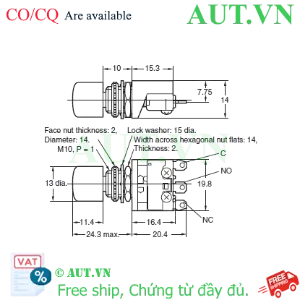 Ảnh của Công tắc nút nhấn Omron A2A-4A | Nhấn nhả, 1NO+1NC, Màu Xanh Siêu Nhỏ