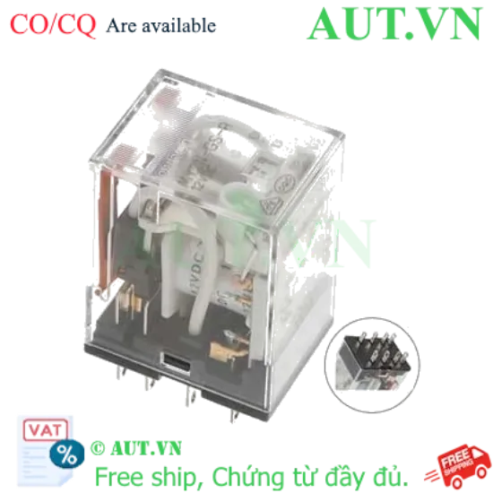 Ảnh của Rơ le trung gian Omron MY2N-GS-R DC12 | 8 Chân Dẹt, DPDT, Tích hợp LED báo trạng thái
