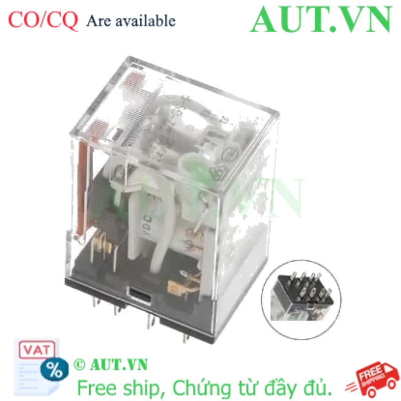 Ảnh của Rơ le trung gian Omron MY2N-D2-GS-R DC24 - 8 Chân DPDT, Có LED & Diode Bảo Vệ PLC