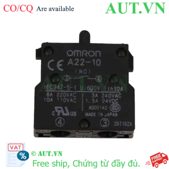 Ảnh của Khối Tiếp Điểm Omron A22-10 (1NO) - Chịu Tải 10A, Độ Bền Cao, Chính Hãng AUT VN