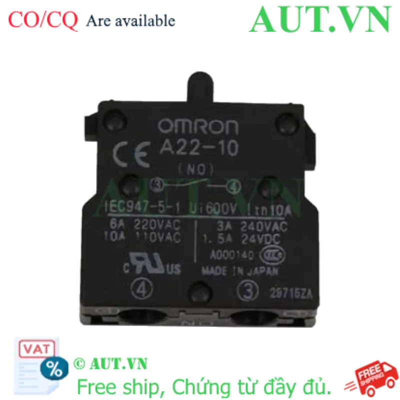 Ảnh của Khối Tiếp Điểm Omron A22-10 (1NO) | Chịu Tải 10A, Độ Bền Cao | AUT VN