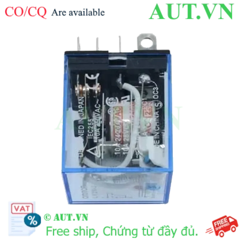 Ảnh của Rơ le trung gian Omron LY2N-J 220V/240VAC 10A - 8 Chân DPDT, Có Đèn LED, Chính hãng AUT VN
