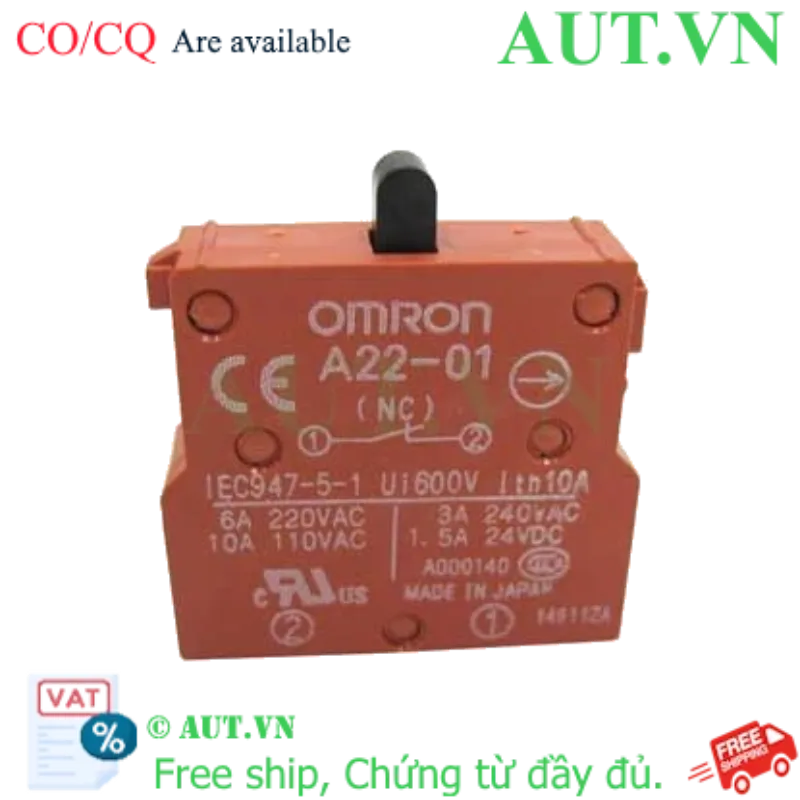 Ảnh của Khối Tiếp Điểm Omron A22-01 (1NC) - Thường Đóng 10A, Chính Hãng AUT VN