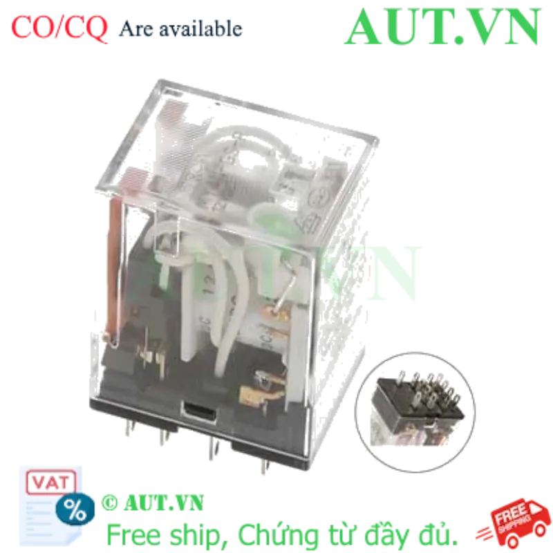 Ảnh của Rơ le trung gian Omron MY4N-GS-R DC12 | 4PDT 14 Chân, Đèn LED, Tiếp Điểm Bạc Bifurcated