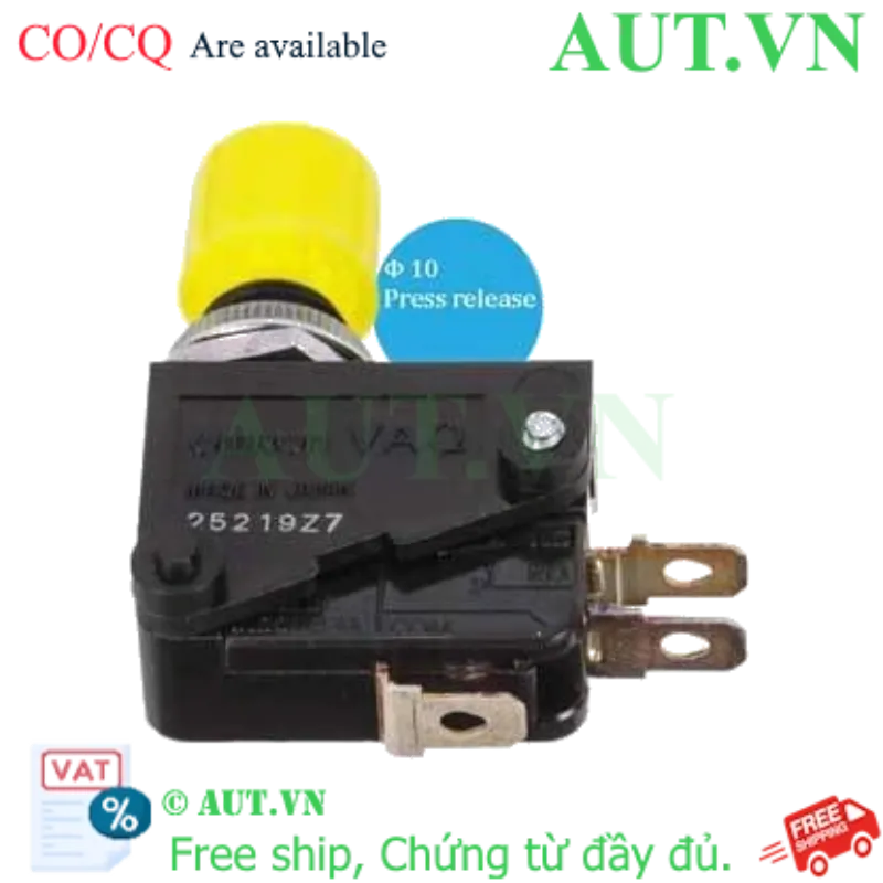 Ảnh của Công tắc nút nhấn Omron VAQ-4Y-K - Màu Vàng, 1NO+1NC, Nhấn nhả (D10)