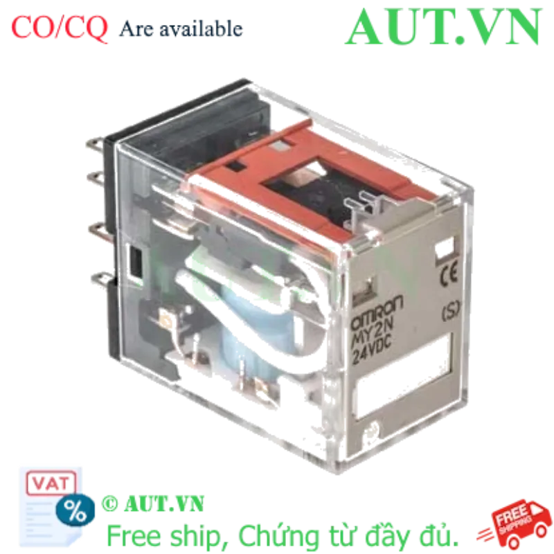 Ảnh của Rơ Le Trung Gian Omron MY2N DC24 (S) 8 Chân Dẹt, 10A, Có LED & Nút Test | AUT VN