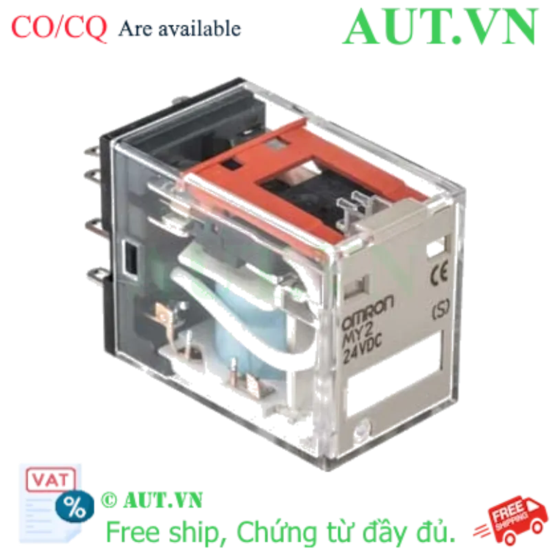 Ảnh của Rơ le trung gian Omron MY2 DC24 (S) 8 Chân Dẹt, 10A, Nút Test - AUT VN