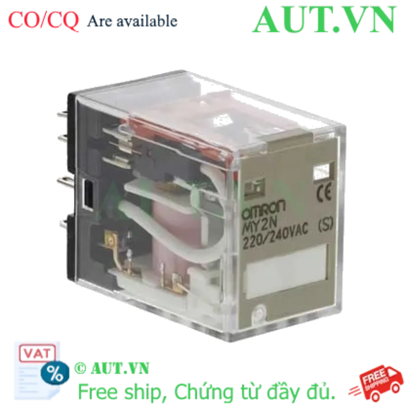 Ảnh của Rơ le trung gian Omron MY2N AC220/240 (S) - 8 Chân, 10A, Có Đèn LED & Nút Test