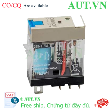 Ảnh của Rơ le trung gian Omron G2R-1-SNI DC24V: 10A, 5 Chân, Có LED & Nút Test | Chính Hãng AUT VN
