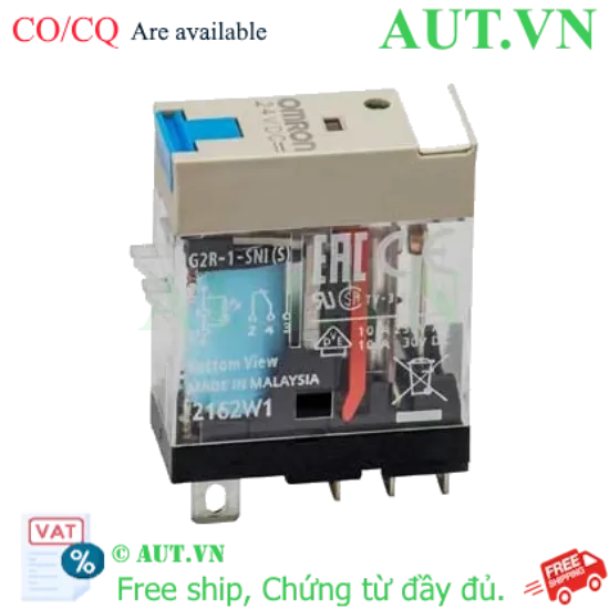 Ảnh của Rơ le trung gian Omron G2R-1-SNI DC24V: Chịu tải 10A, 5 Chân, Tích hợp LED & Nút Test - Chính hãng AUT VN