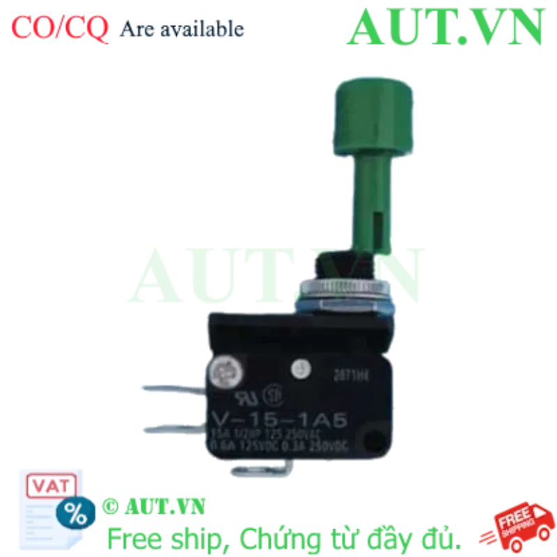 Ảnh của Công tắc nút nhấn Omron VAQ-4G-K - Màu Xanh, 1NO+1NC, Nhấn Nhả