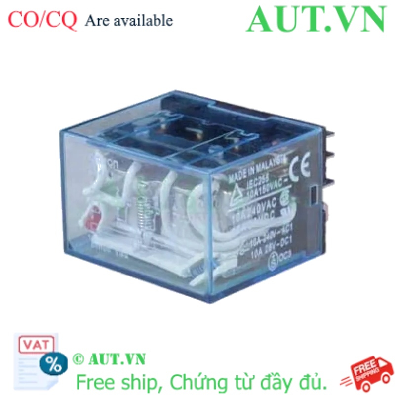 Ảnh của Rơ le trung gian Omron LY4N-J DC24 - 4PDT 10A 24VDC (Có Đèn LED & Vỏ Bảo Vệ)