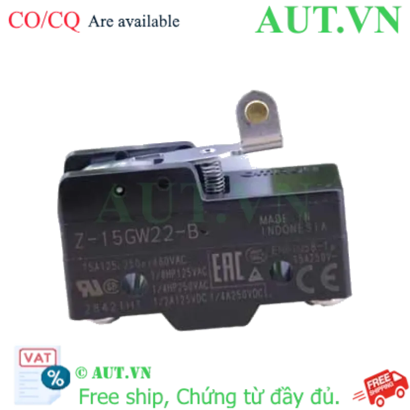 Ảnh của Công tắc hành trình Omron Z-15GW22-B | Cần gạt bánh xe, 15A SPDT, Chính hãng AUT VN