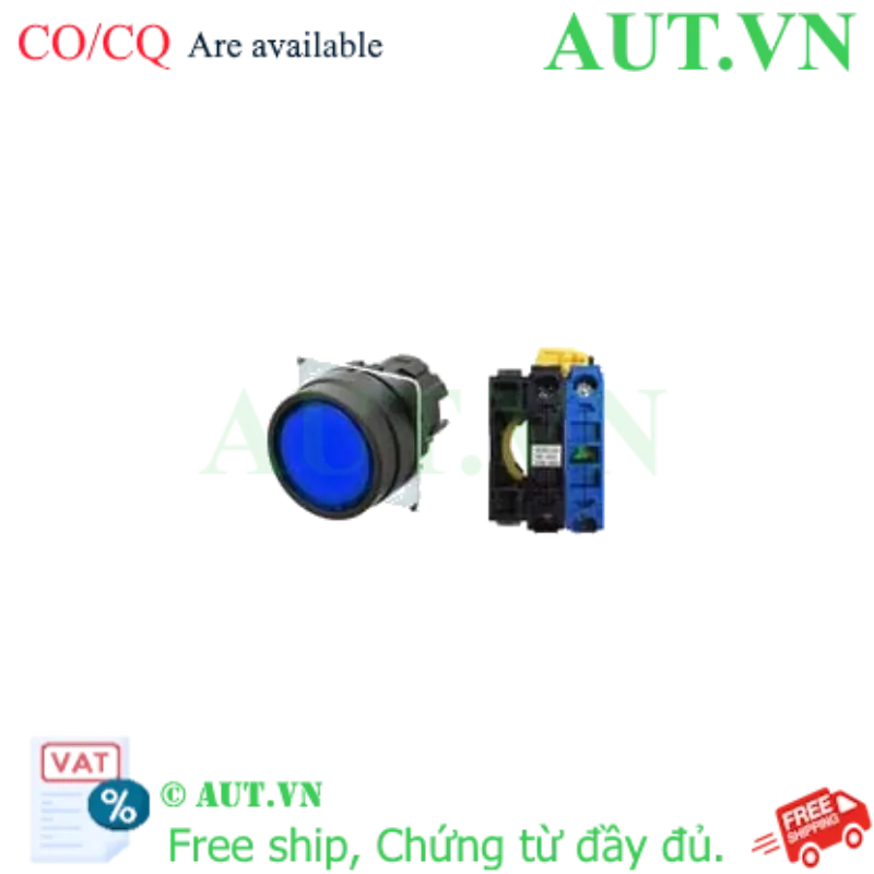 Ảnh của Nút Nhấn Omron A22NL-BNM-TAA-G100-AA | LED Xanh 6V, 1NO, IP66 - AUT VN