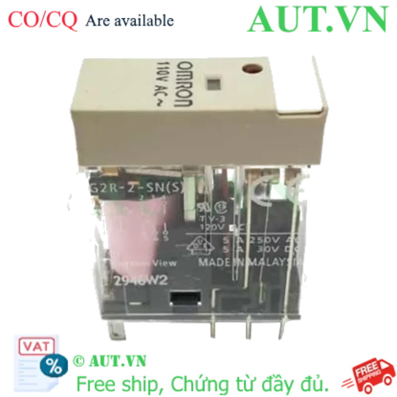 Ảnh của Rơ le trung gian Omron G2R-2-SN AC110(S) - 8 Chân Dẹt, 5A, Tích Hợp LED