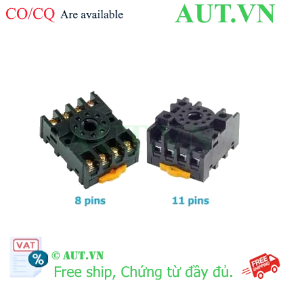 Ảnh của Đế Rơ Le Omron PF113A-W Chính Hãng | 11 Chân Pin Tròn | Lắp Thanh Ray DIN