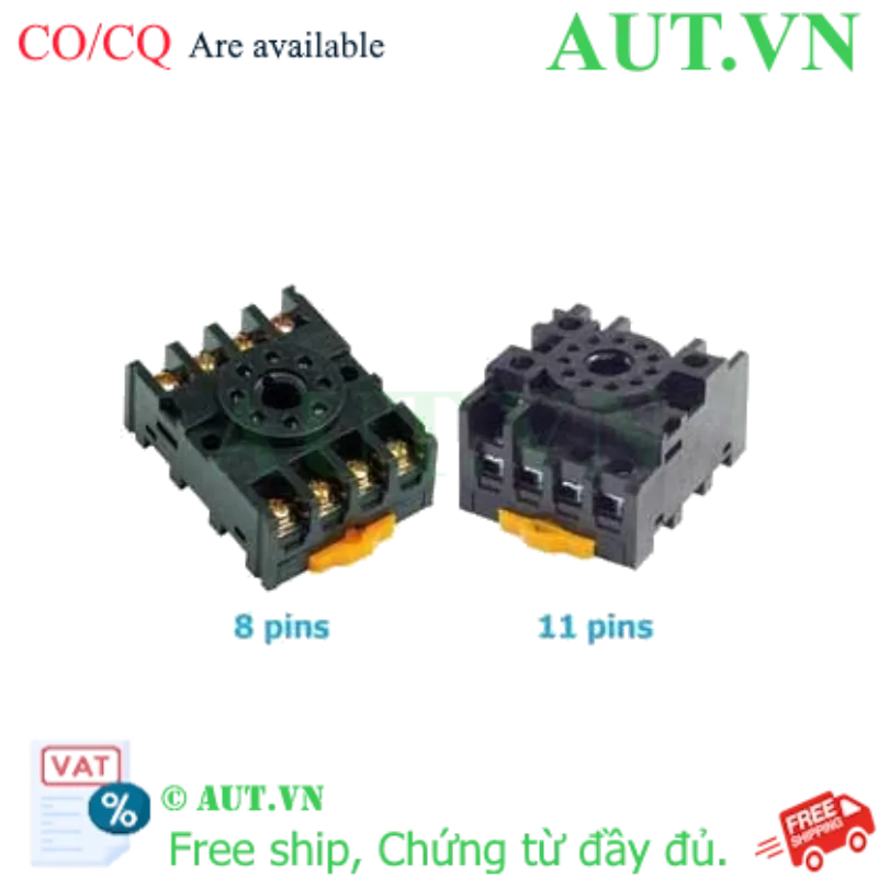Ảnh của Đế Rơ Le Omron PF113A-W Chính Hãng - 11 Chân Pin Tròn, Lắp Thanh Ray DIN