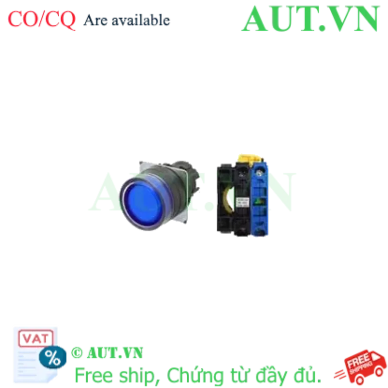 Ảnh của Công tắc nút nhấn Omron A22NL-BGM-TAA-G100-AA | Đèn LED Xanh, 1NO, IP66 Full-Guard