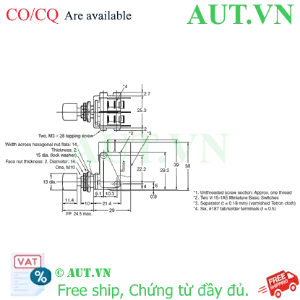 Ảnh của Công tắc nút nhấn Omron 2VAQ-4A | DPDT 2NO+2NC, Nhấn nhả, Xanh da trời