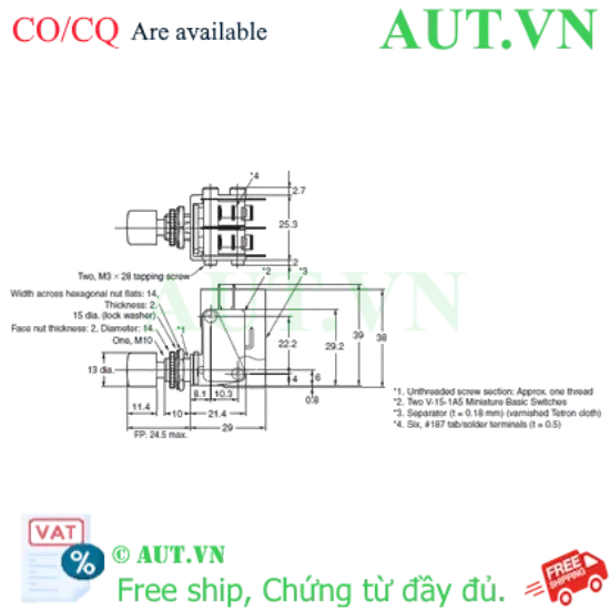 Ảnh của Công tắc nút nhấn Omron 2VAQ-4R